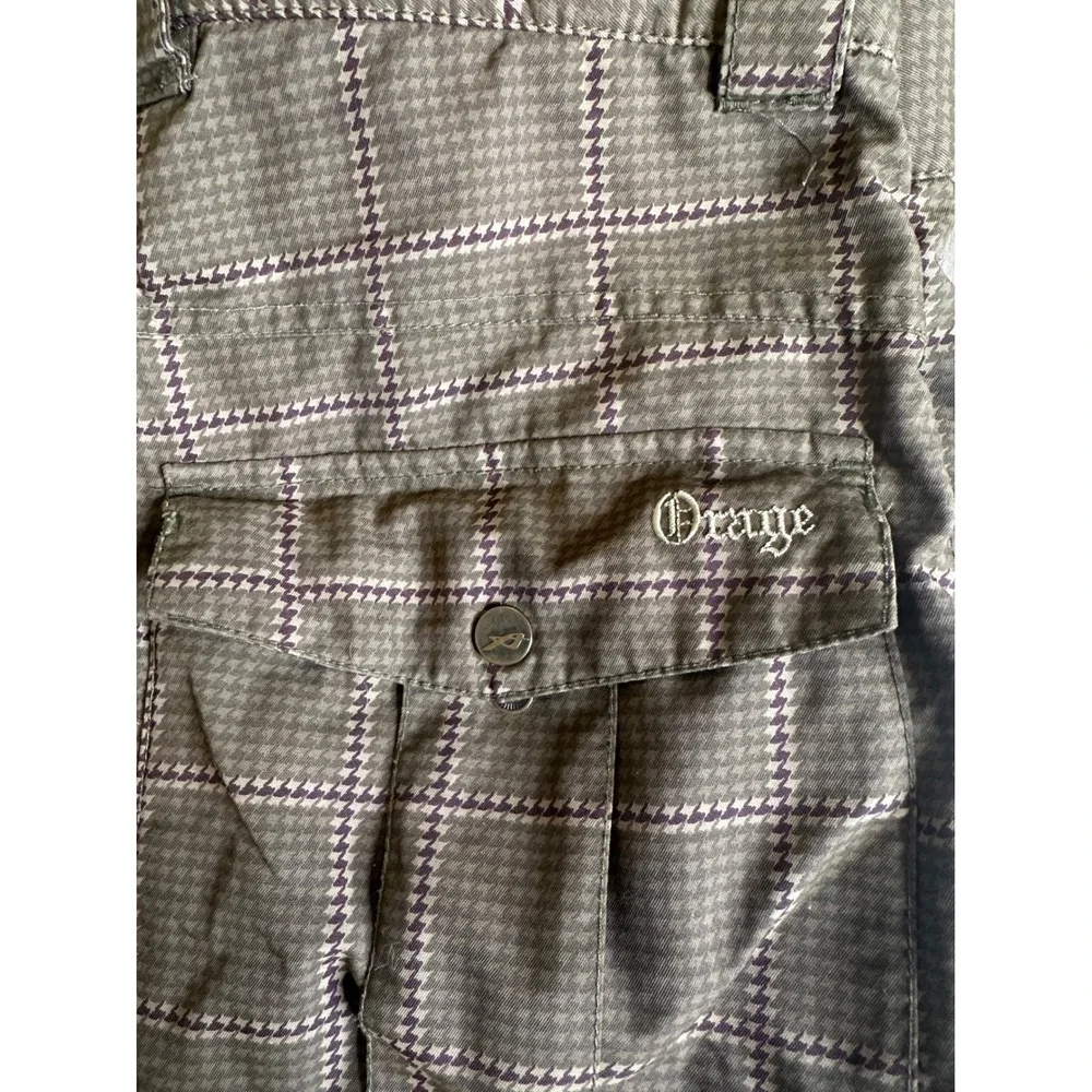 Orage Men's Olive Plaid Houndstooth Cargo Snow Ski Pants Size Medium